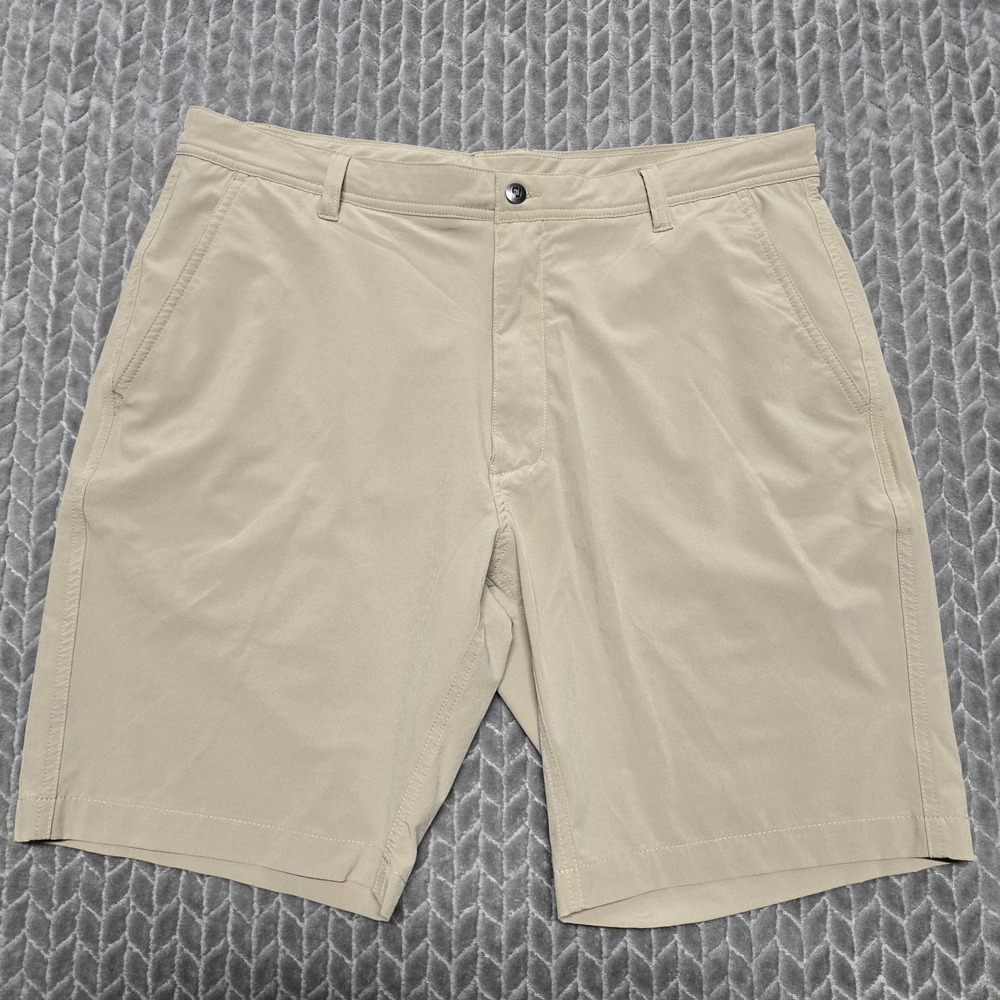 FJ Footjoy Golf Shorts Mens 36 Khaki Tan Performance Golf Active Athletic